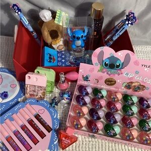 AMAZING Stitch Themed Gift Set Take 3- Lip Gloss Sets, Keychains, Pens, MORE